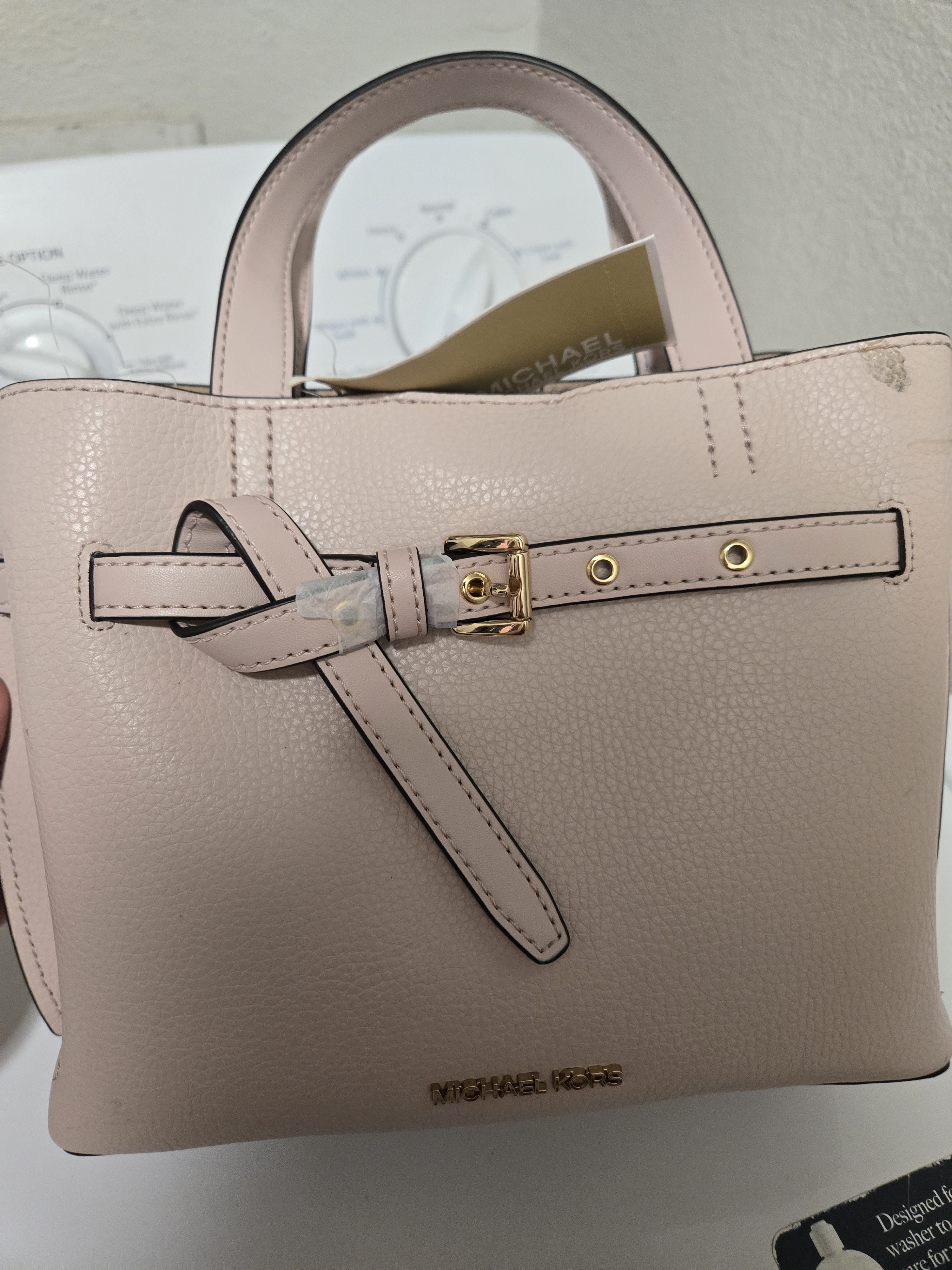 Michael Kors Pink Pebbled Leather Satchel-Look At Photos